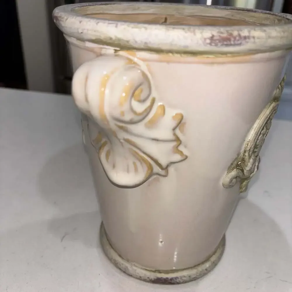 Vintage Italian Style Ceramic Planter Shabby Chic Tuscan Urn Vase with Handles